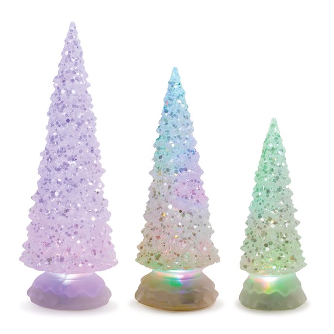 LED Multicolor Textured Glass Tree (Set of 3) Thumbnail