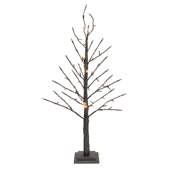 LED Black Glittered Twig Tree 36"H Thumbnail