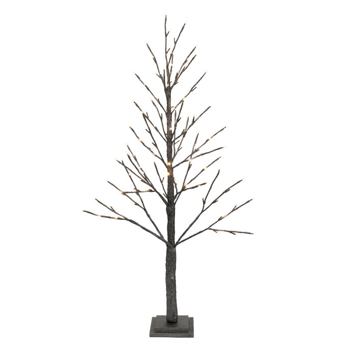 LED Black Glittered Twig Tree 48"H Thumbnail