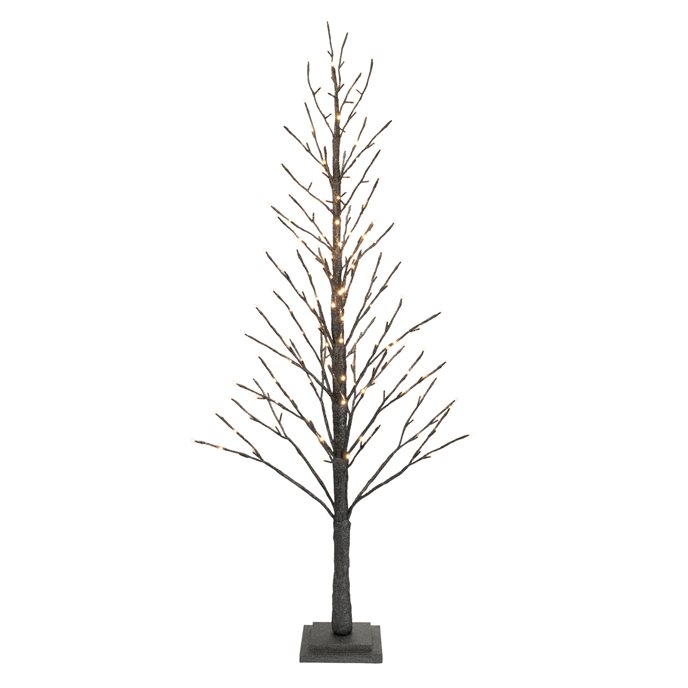 LED Black Glittered Twig Tree 60"H Thumbnail