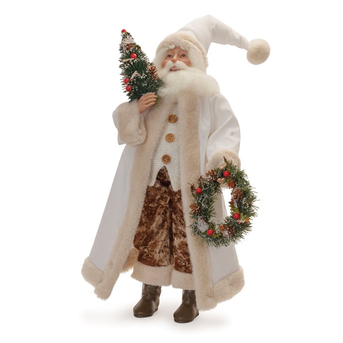 Beige Santa with Wreath and Tree 21.5" Thumbnail