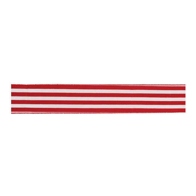 Red and White Stripe Wired Ribbon (Set of 2) Thumbnail