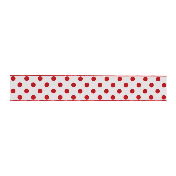 Red and White Polka Dot Wired Ribbon (Set of 2) Thumbnail