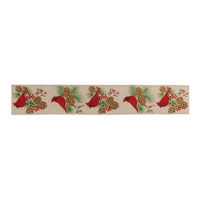 Winter Cardinal Pinecone Ribbon (Set of 2) Thumbnail