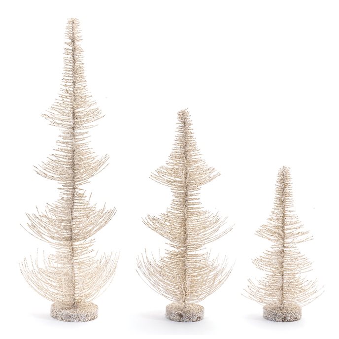 Glittered Gold Bottle Brush Tree (Set of 3) Thumbnail