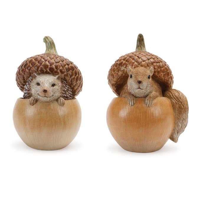 Fall Squirrel and Hedgehog Acron Figurine (Set of 2) Thumbnail