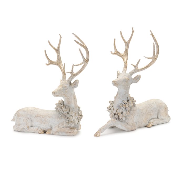 Brushed Gold Holiday Deer Figurine (Set of 2) Thumbnail