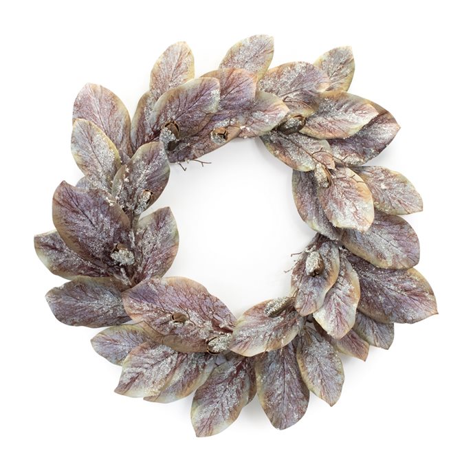 Frosted Magnolia Leaf Wreath 25.5"D Thumbnail