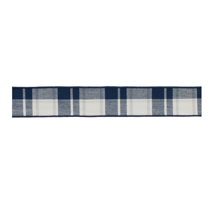 Navy Blue and White Plaid Wired Ribbon (Set of 2) Thumbnail