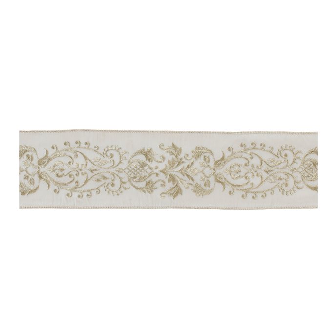 Ornate White Ribbon 4" x 5 Yds. Thumbnail