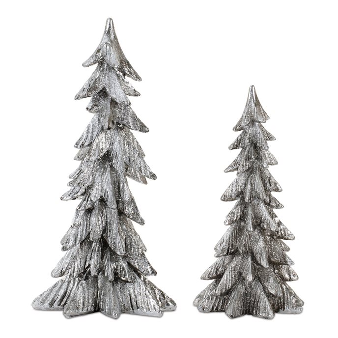 Glittered Silver Pine Tree (Set of 2) Thumbnail