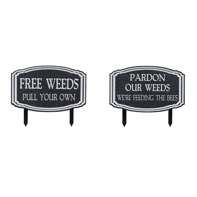 Metal Garden Weeds Stake Sign (Set of 2) Thumbnail