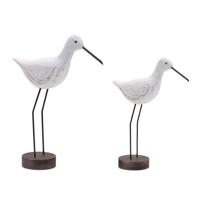 Carved Wood Sea Bird with Metal Stand (Set of 2) Thumbnail