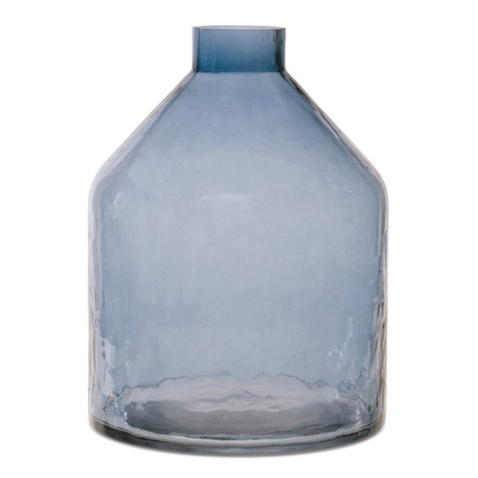 Blue Glass Bottle Vase 8"H Thumbnail