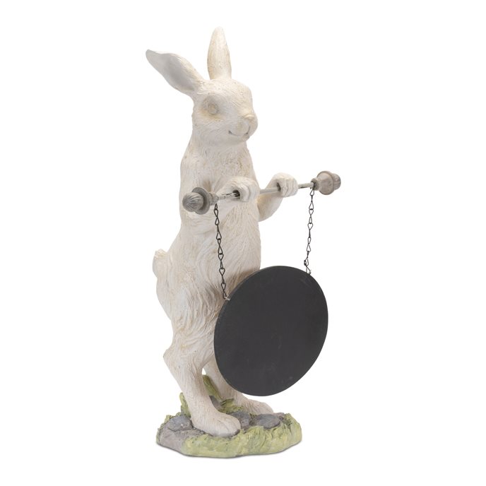 Stone Garden Rabbit with Sign 11"H Thumbnail