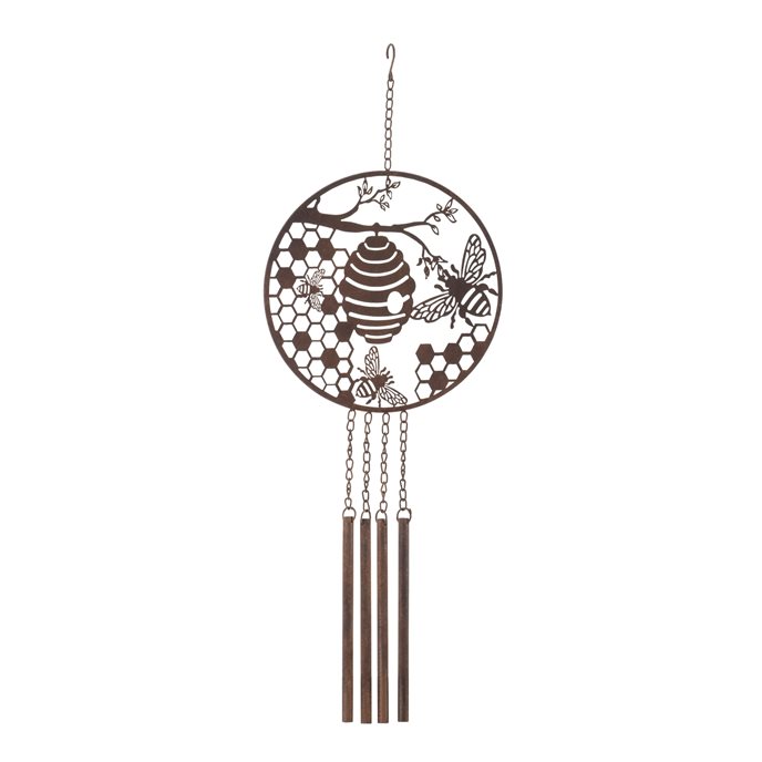 Bronze Metal Bumble Bee Wind Chime 33"H Thumbnail