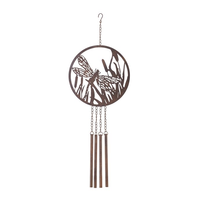 Bronze Metal Dragonfly Wind Chime 33"H Thumbnail