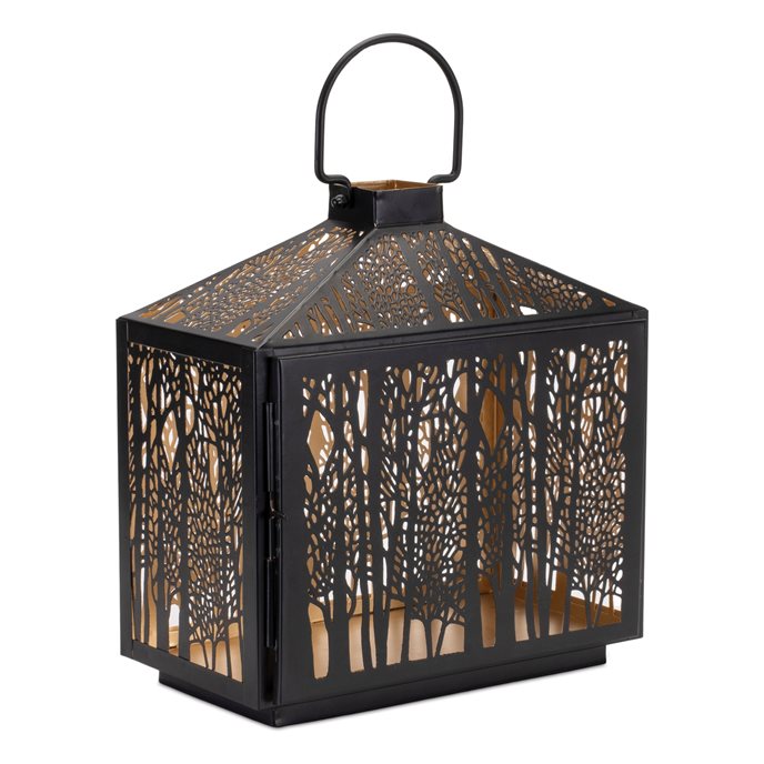 Forest Cut Metal Lantern with Gold Accent 12"H Thumbnail