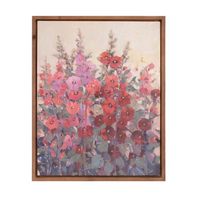 Framed Hollyhock Floral Canvas Art 29"H Thumbnail