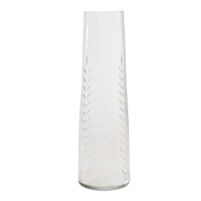 Etched Soda Lime Glass Vase 9"H Thumbnail