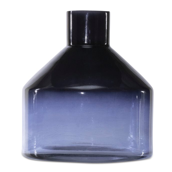 Blue Soda Lime Glass Bottle Vase 6"H Thumbnail