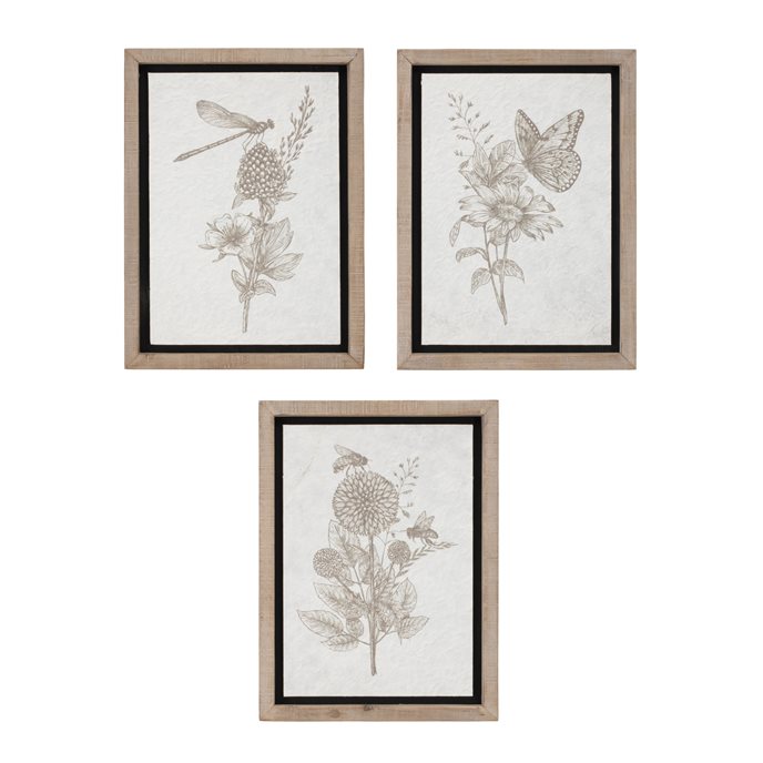 Framed Floral Insect Print (Set of 3) Thumbnail