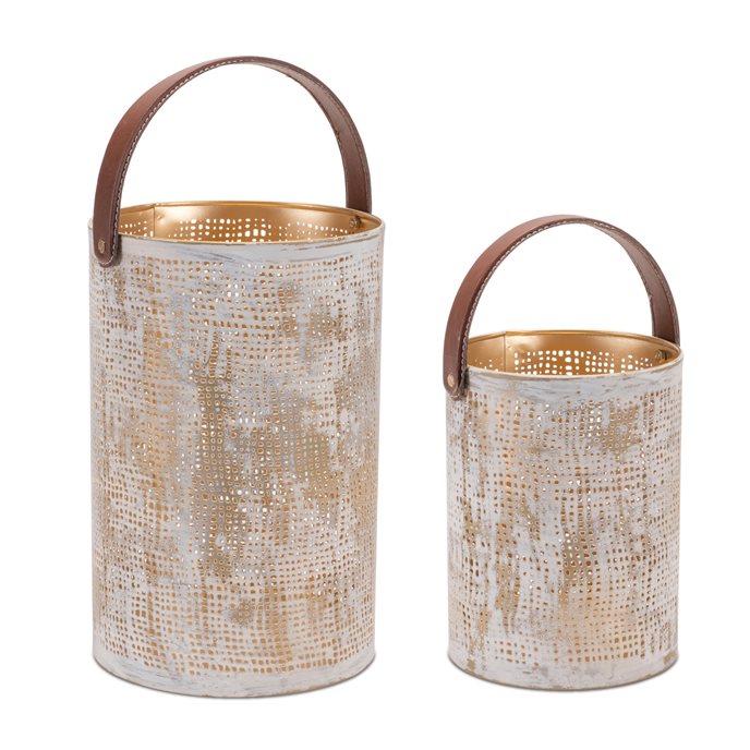 Abstract Cut Metal Candle Lantern (Set of 2) Thumbnail