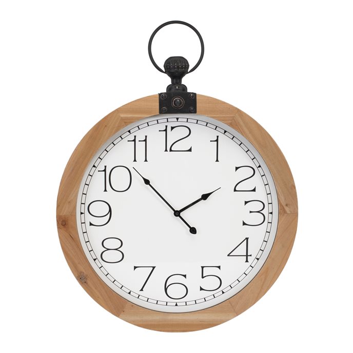 Round Wood Wall Clock Under Glass 23.75"D Thumbnail