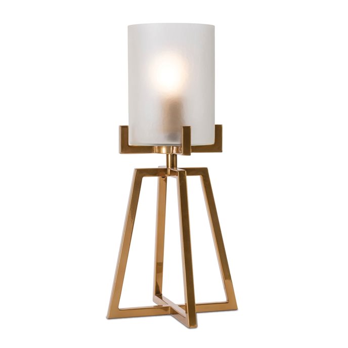 Modern Glass Table Lamp with Tapered Metal Stand 21"H Thumbnail