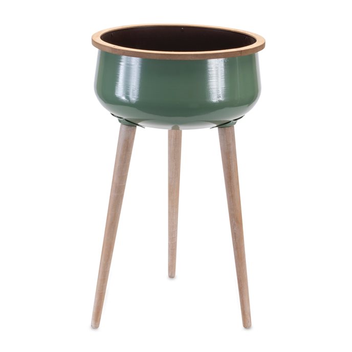 Metal Planter with Wood Legs 24"H Thumbnail