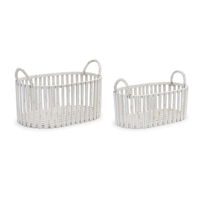 Oval Woven Rattan Tabletop Basket (Set of 2) Thumbnail