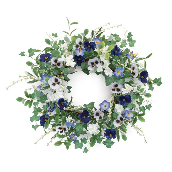 Mixed Petunia Pansy Floral Wreath 22"D Thumbnail