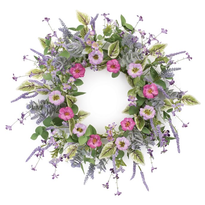 Mixed Lavender Floral Wreath 22"D Thumbnail