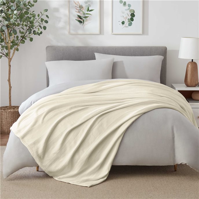 Vellux Cotton King Ivory Blanket Thumbnail