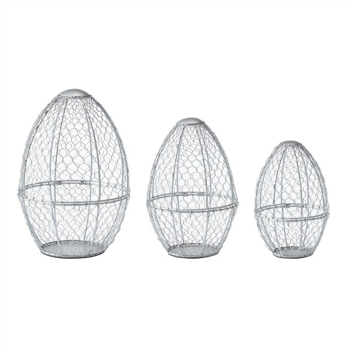 Bunny Hop Chicken Wire Egg Shaped Baskets Set of 3 Sizes Thumbnail