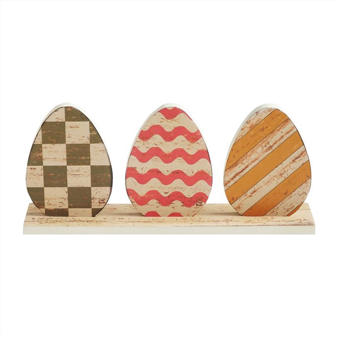 Bunny Hop MDF 3 Painted Eggs w/ Base 5.5x12x2.25 Thumbnail