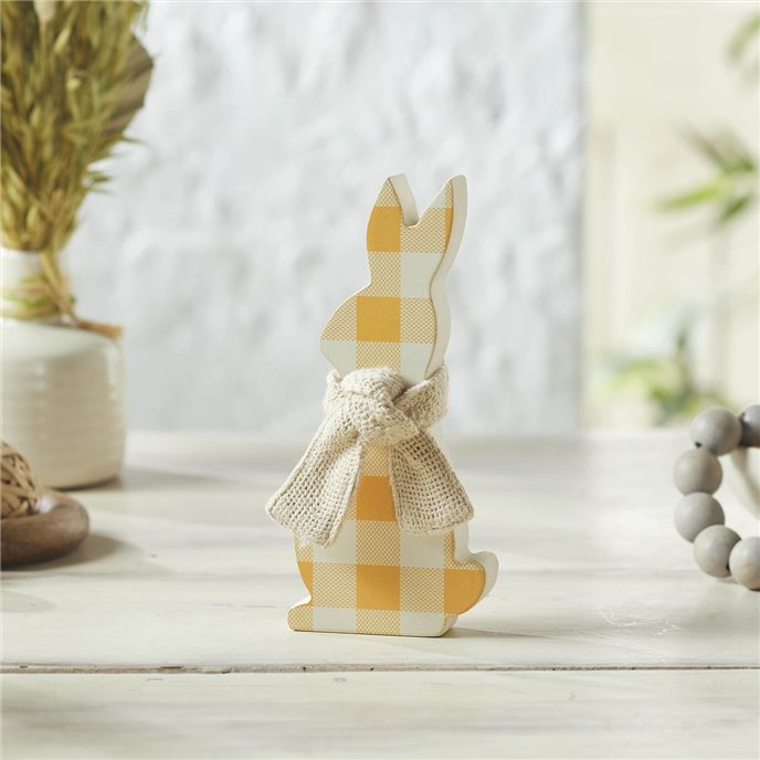 Bunny Hop MDF All Ears Honey Check Bunny In Burlap Scarf 8x3.5x1 Thumbnail