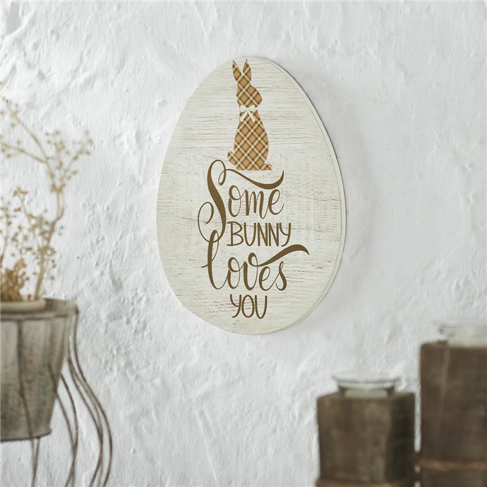 Bunny Hop Some Bunny Loves You Egg MDF Wall Sign 12x9x0.5 Thumbnail