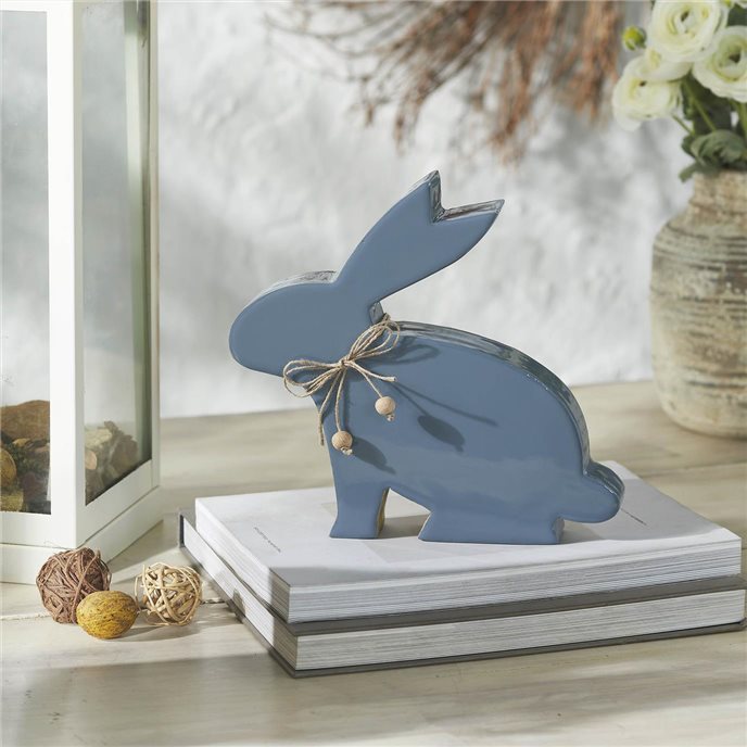 Bunny Hop Wooden Enamel Bunny w/ Natural Beads 9x9.5x1.5 Thumbnail