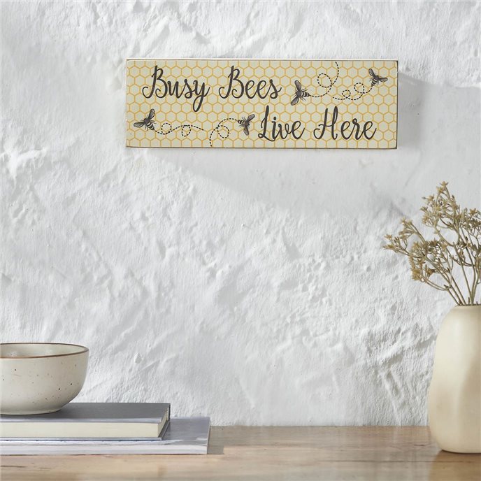 Buzzy Bees Busy Bees Live Here MDF Wall Sign 4x12x1 Thumbnail