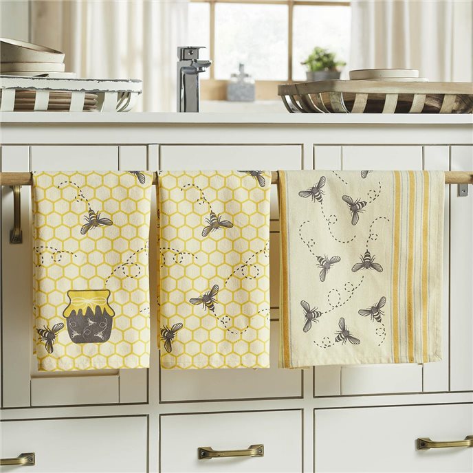 Buzzy Bees Honeypot Tea Towel Set of 3 16x28 Thumbnail