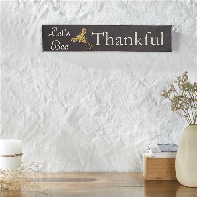 Buzzy Bees Let's Bee Thankful Grey MDF Wall Sign 3x14x0.75 Thumbnail