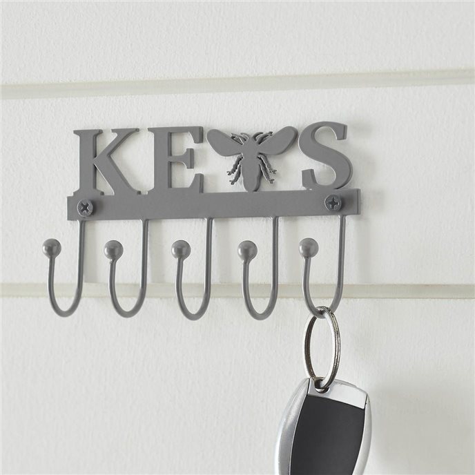 Buzzy Bees Metal Wall Mount Bee Key Holder Grey 3x5.3 Thumbnail