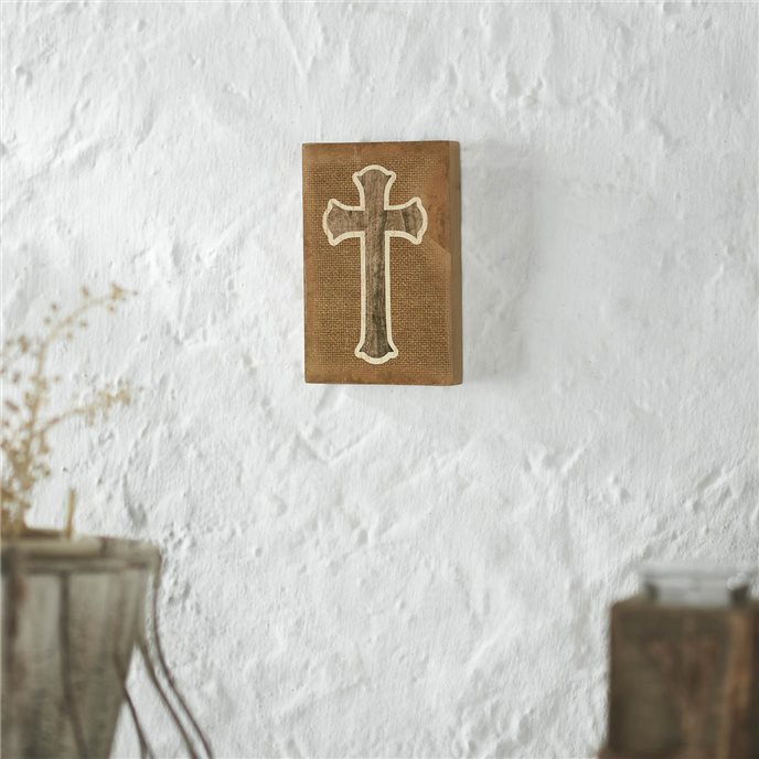 Celebrate Grace Cross On Natural Burlap MDF Wall Sign 6x4x0.75 Thumbnail