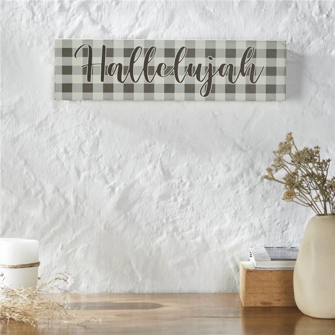 Celebrate Grace Hallelujah Grey Check MDF Wall Sign 4x15x1 Thumbnail