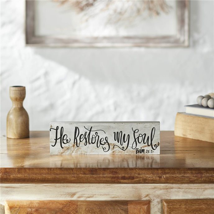 Celebrate Grace Psalm 23:3 He Restores My Soul MDF Wall Sign 3x10x1 Thumbnail