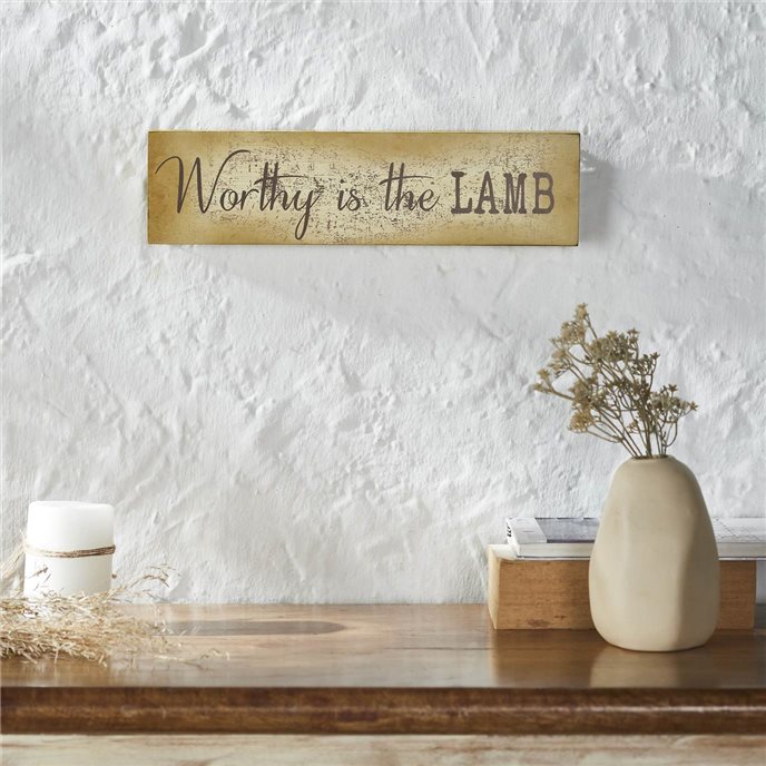 Celebrate Grace Worthy Is The Lamb MDF Wall Sign 4x15x1 Thumbnail