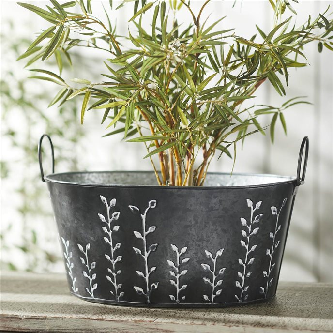 Spring In Bloom Galvanized Metal Debossed Tub 7.25x16x12 Thumbnail