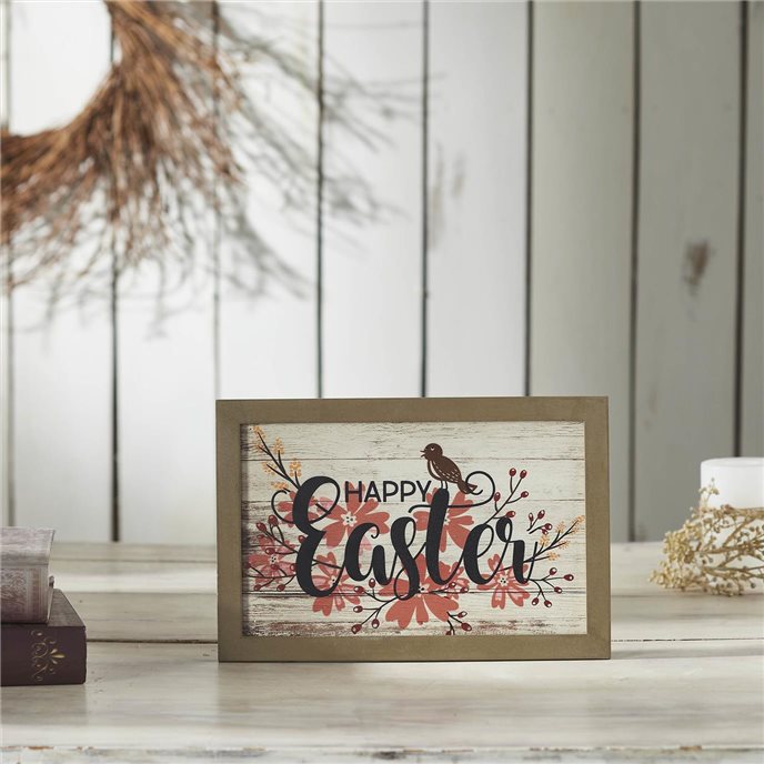 Spring In Bloom Happy Easter Floral w/ Songbird MDF Wall Sign 8x12x0.5 Thumbnail