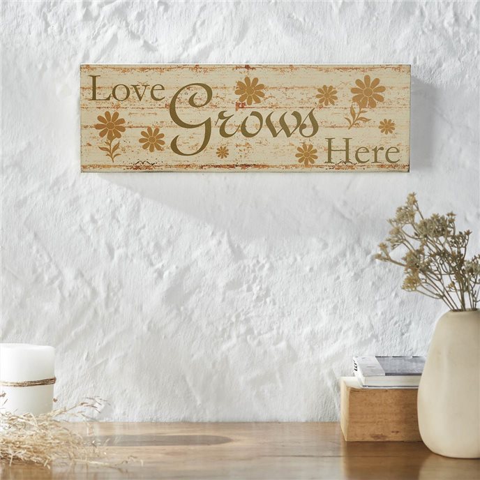 Spring In Bloom Love Grows Here w/ Daisies MDF Wall Sign 5x15x1 Thumbnail